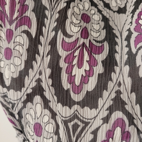 SILK Off The Shoulder Women’s Size 14 Peasant Top Grey Purple - Picture 7 of 11